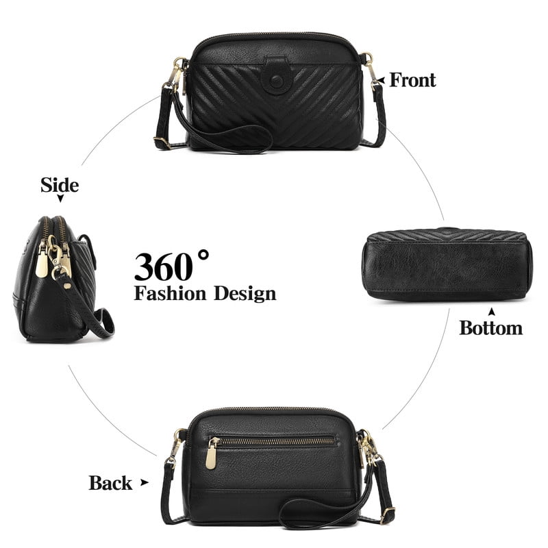 GAEKEAO Crossbody Bags for Women Leather Shoulder Purse Cross Body Bag Handbag with Wristlet Top Zipper