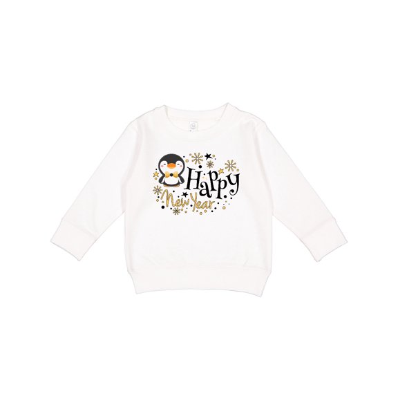 Inktastic Happy New Year with Cute Penguin Toddler Sweatshirt