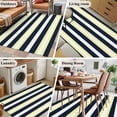 thumbnail image 6 of Yellow Navy Blue Stripe Washable Area Rugs 3'x5', Modern Abstract Low Pile Throw Living Room Rug Non-Slip Sturdy Edge Binding Carpet for Indoor Entryway Bedside Kitchen, 6 of 9