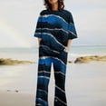 thumbnail image 4 of Taqqpue Women's 2 Piece Outfits Summer Loose Casual Short Sleeve Shirts Oversized Top Wide Leg Lounge Pants Sets Pockets, 4 of 6