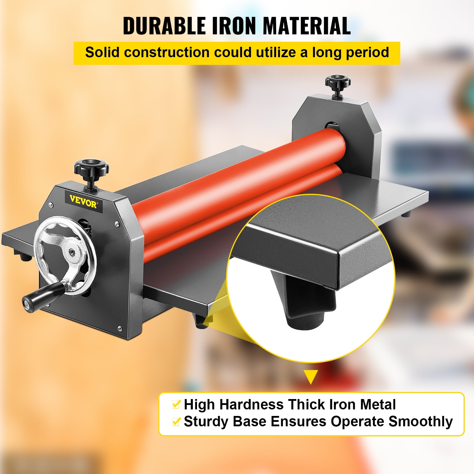 VEVORbrand 51 inch Cold Laminator Machine 10mm Manual Vinyl Photo Film Cold Laminator Hand Crank Pressure Cold Roll Laminator
