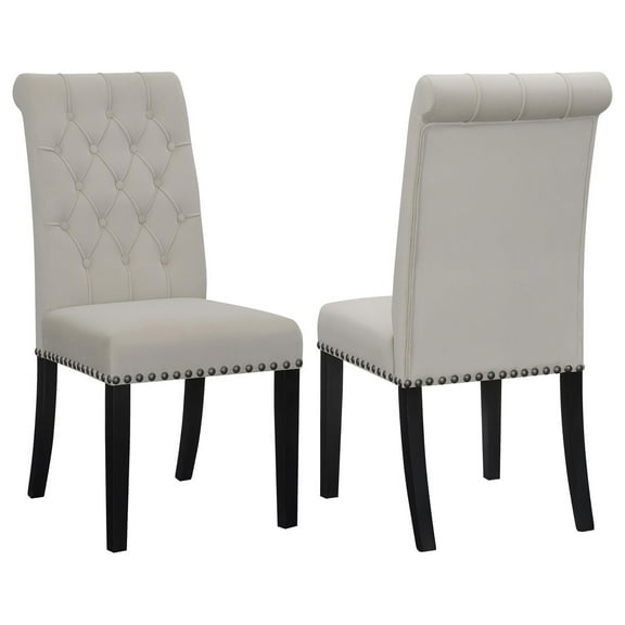 Dining Chairs Sand and Rustic Espresso Tufted Side Chairs (Set of 2),Wooden Dining Chairs