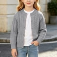 thumbnail image 3 of Auroural Toddler Girls Cardigan Sweaters 5T Girls' Fall and Winter Knitted Cardigan Sweater Solid Color Casual Sweater Coat 2-13Years, 3 of 9