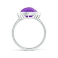 thumbnail image 2 of ANGARA Natural North-South Leaf-Shaped 5.5 ct Amethyst Halo Ring in 14K White Gold for Women (Size-15x9mm) | February Birthstone, Birthday, Anniversary, Jewelry Gift for Women | Natural Amethyst Ring, 2 of 8