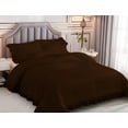 thumbnail image 2 of 3 Piece Luxury Vintage Ruffle Pattern Comforter By D.N.G. BEDDINGS Set Premium Super Soft, All Season, 800 Thread Count 100% Egyptian Cotton Twin/Twin XL Size Chocolate Color, 2 of 8