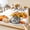 Pumpkin Orange, Charcoal, Cream, variant on Queen Size Fitted Sheet Set - Fall Thanksgiving 3 Piece Bedding Sets 16" Deep Pocket Fitted Sheet with 2 Pillowcases, White Orange Pumpkin Leaf Flower Autumn Brushed Microfiber Hotel Bed Sheets
