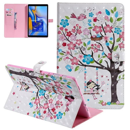 Galaxy Tab A 10.5 Inch Case 2018 Model SM-T590/T595/T597, 3D Pattern Slim Lightweight Folio Stand Full Protective Cards Holder Wallet Case Cover for Samsung Galaxy Tab A 10.5