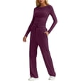 thumbnail image 2 of Women's Pajama Sets 2 Piece Sleepwear Lounge Set Long Sleeve Top & Matching Joggers, 2 of 5
