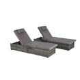 thumbnail image 5 of Modern Outdoor Rattan Chaise Lounge Chair with Storage, Recliners with Adjustable Backrest, Table, Cushion, for Poolside, Backyard Garden, Set of 2, Gray Frame, 6 Available Color Cushion, 5 of 7
