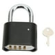 thumbnail image 4 of Candado negro grande con combinación de 4 dígitos, cerradura codificada con contraseña de seguridad con llave para camión Gate Depot, 4 of 5