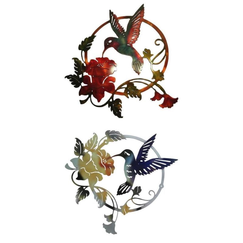 2 Pieces Metal Bird Wall Sculpture Art Hanging Indoor Outdoor Home Decor