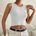 thumbnail image 2 of Wycnly Tank Tops for Women Soft Knitted Ribbed Sexy Slim Fit Going out Cropped Tops Vest Summer Solid Round Neck Sleeveless Shirts Fashion Blouses White m, 2 of 7