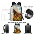 thumbnail image 6 of KUIFORTI Horse Boys Bookbag Age 10-12 Sunflower School Backpack For Teens Girls Middle School High School Bookbag Big Capacity Casual Double Zipper Closure Backpack Animal Print, 6 of 6
