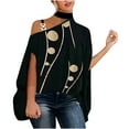 thumbnail image 2 of Viikei Women's Plus Size Short Sleeve Solid Loose Printed Halter Neck off Shoulder Half Sleeve Pullover Tops, 2 of 5