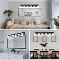 thumbnail image 4 of Modern 6-Light Matte Black LED Vanity Light Fixture with Crystal Glass Shades, Bathroom Wall Sconce for Elegant and Contemporary Home Decor, 4 of 9