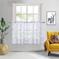thumbnail image 2 of 2 Panels Semi Sheer Voile Tier Curtains, Linen Floral Printed Rod Pocket Small Curtain, 2 of 8