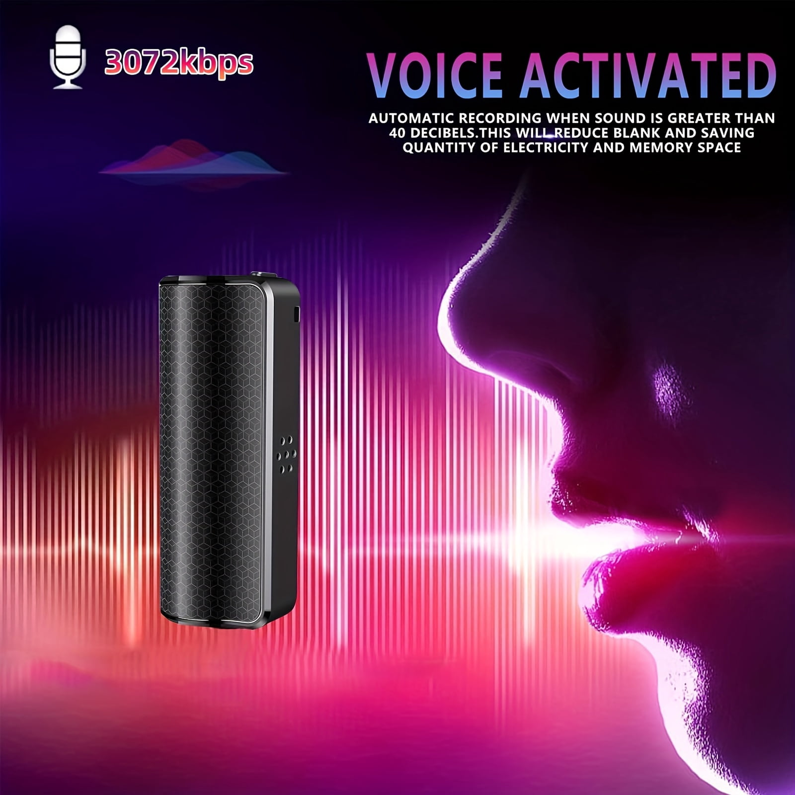 128G AI Noise Reduction Voice Recorder, 35 Days Continuous Recording, 3500mAh Battery, Voice Activated Audio Recorder for Meetings, Interviews, Lectures