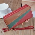 thumbnail image 2 of KEUSN Double Zipper Wallet Ladies Long Large Capacity Clutch Double Layer Wallet Splicing Contrasting Color Change Mobile Phone Bag, 2 of 4