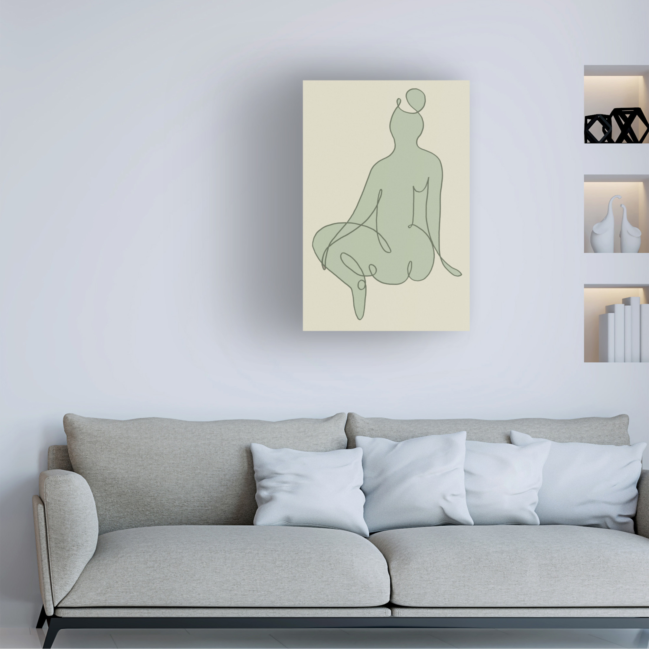Canvas Wall Art - Pictufy Studio II 'Sitting Down Green' Wall Art for Living Room, Bedroom, or Office Décor by Trademark Fine Art - 30 x 47 Inches