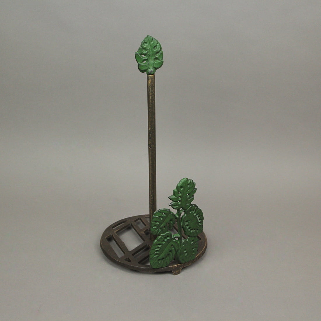 Zeckos Green Cast Iron Monstera Leaf Countertop Paper Towel Holder