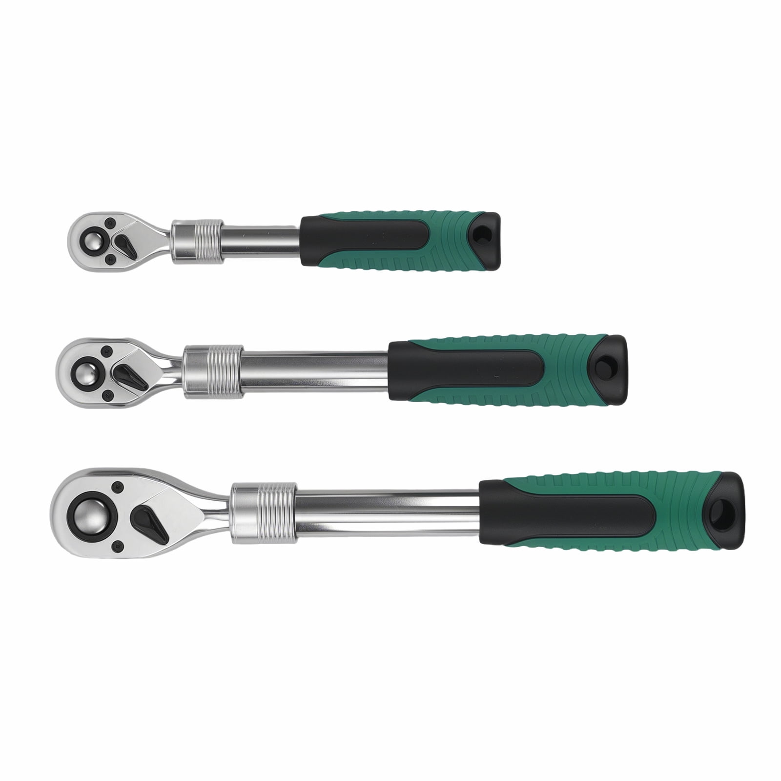 Maxpeedingrods Extendable Ratchet Wrench Set, 1/4" 3/8" 1/2" Drive 72-Tooth Quick-Release Retractable Drive Socket Wrench Reversible, Soft Grip Handle with Storage Tray