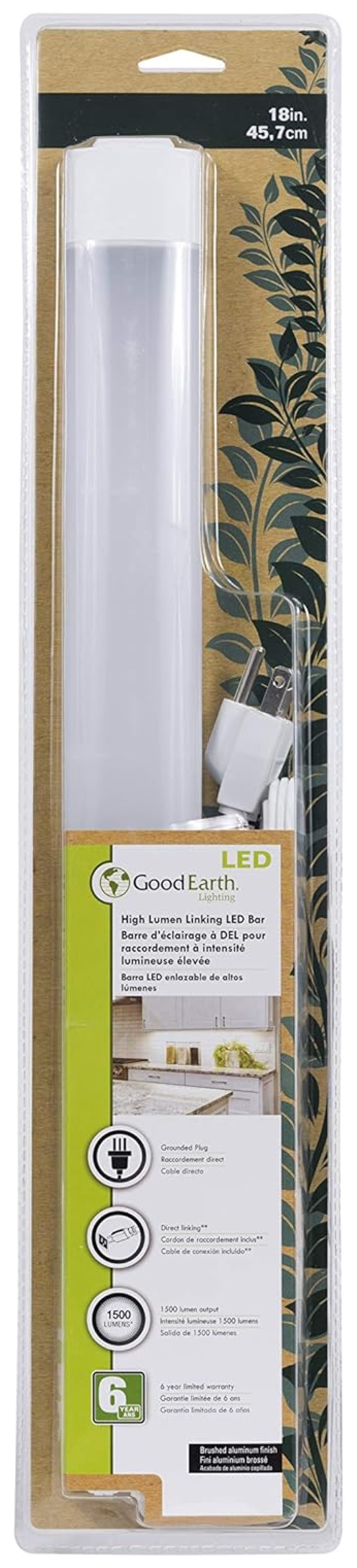 HeSLehs 18-Inch Under Cabinet Light - LED Light Bar - Linkable Outlet - Under Counter Lighting - Damp Location - 1500 Lumens - 4000K - 50,000 Hour Rated Lamp Life - IP20 - White Finish