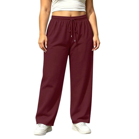hotojiny Women's Plus Size Sweatpants Lightweight Wide Leg Drawstring Open Bottom Pants Baggy Loose Casual Athletic Trousers