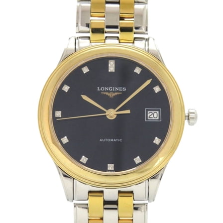 Pre-Owned Longines Flagship 12-Piece Diamond Watch L4.774.3 Stainless Steel Black... (Good)