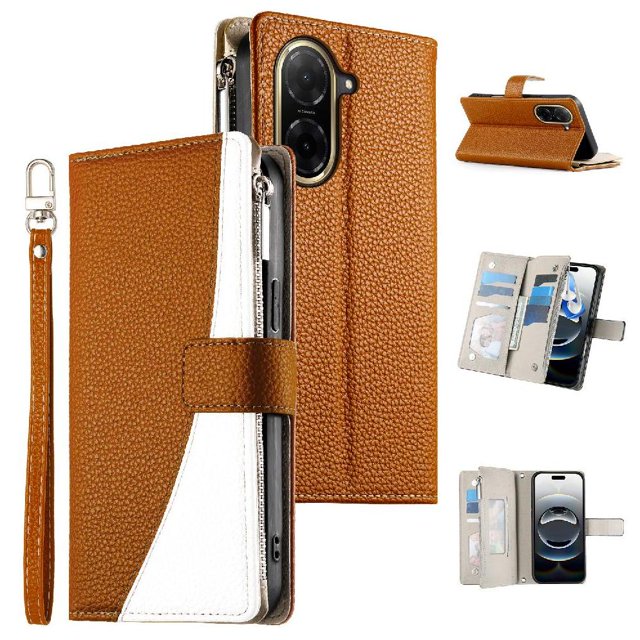 Funda cartera GANGXUN para Xiaomi Poco C71 4G , cuero PU con tarjetero, cremallera, correa de mano, soporte y protección 1142°
