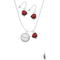 thumbnail image 2 of Delight Jewelry Silvertone Domed Proverbs 3:5 Red Lucky Ladybug Necklace and Dangle Earrings Set, 2 of 6