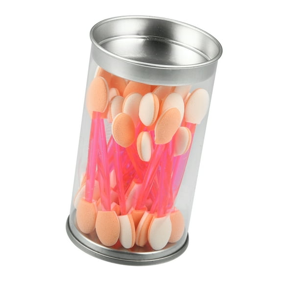 Unique Bargains 25PCS Dual Sides Eye Shadow Brushes Applicators Makeup Eyeshadow Brushes Pink White with Container