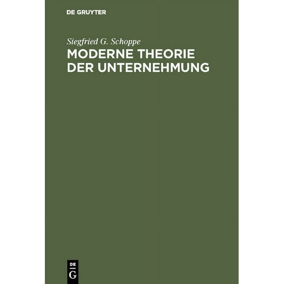 Moderne Theorie der Unternehmung, (Hardcover)