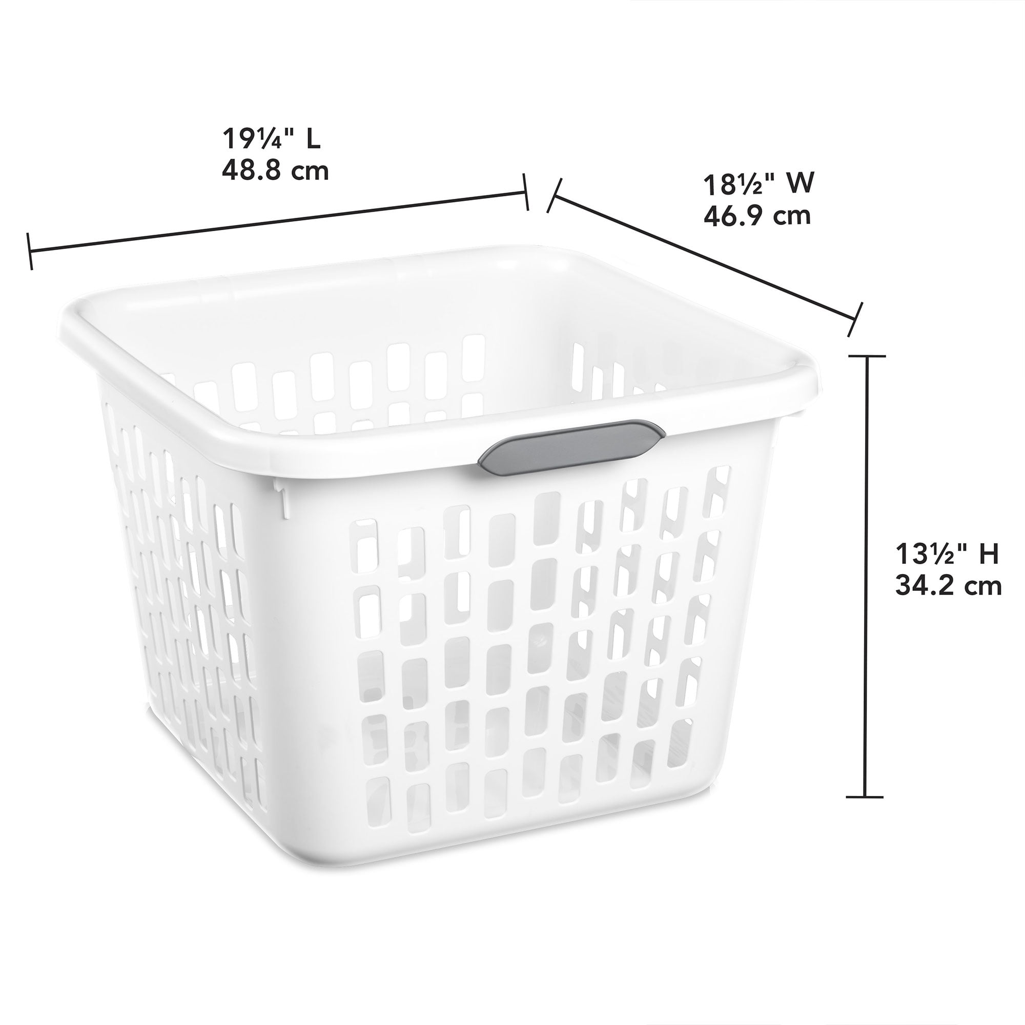 Sterilite Square Laundry Basket, 1.5 Bushel Plastic Hamper with Handles, White, 6 Pack