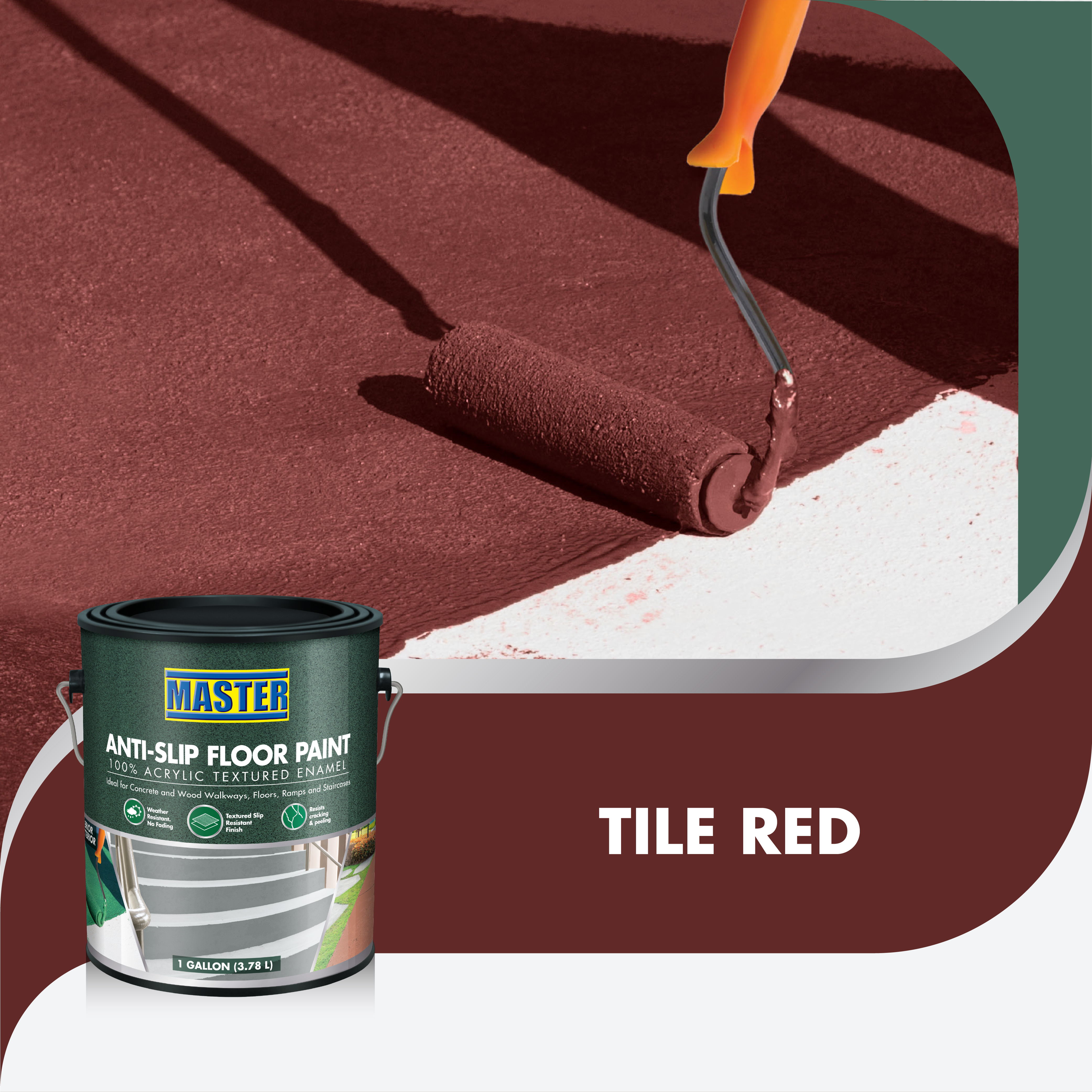 Master Floor Paint Anti-Slip Red 1 gl