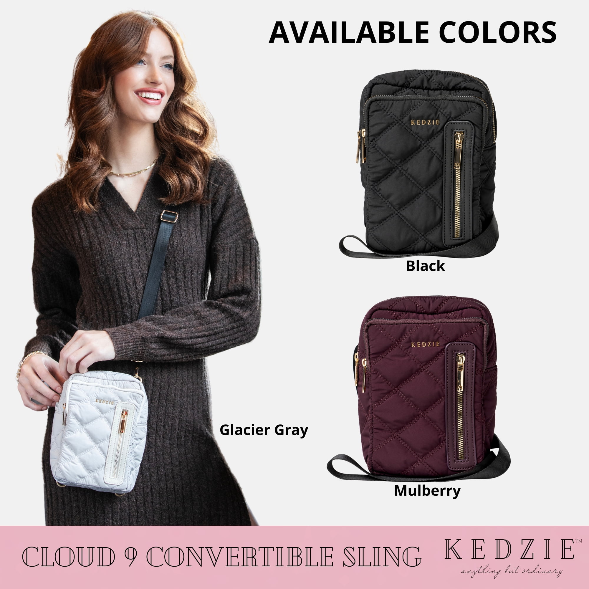 4309 Quilted Puffer Cloud 9 Convertible Sling Bag Backpack Purse Kedzie Cloud 9 Convertible Quilted Puffer Sling Crossbody  main image 3