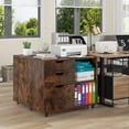 thumbnail image 1 of Giantex Rolling File Cabinet, Lateral Filing Cabinet w/Open Storage Shelves, Under Desk Storage Organizer, Mobile Printer Stand, Brown, 1 of 8