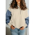 thumbnail image 7 of Women's Parchment Checkered Patchwork Half Zipper Hoodie with Kangaroo Pocket - [ZhiHiMeRi] | L, 7 of 7