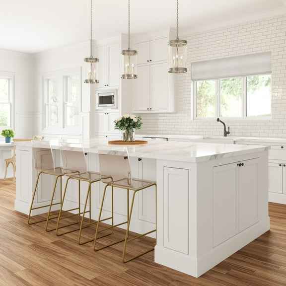 Atlas Lighting and Home 3-Light Cylindrical Hanging Pendant Ceiling Light Fixture - 19" Polished