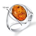 thumbnail image 4 of PEORA Genuine Baltic Amber Ring for Women in Sterling Silver, Rich Cognac Color, Oval Shape Solitaire, Comfort Fit, Size 9, 4 of 5