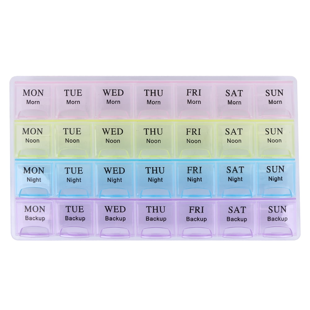 Zexumo Pill Organizers Large Pill Organizer with Weekly and Daily 4TimesADay Compartments