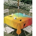 thumbnail image 3 of Square Outdoor Tablecloth with Umbrella Hole Bird Line Abstract Outside Table Cloth Waterproof Patio Table Cover Orange Blue Ombre Silhouette Zipper Tablecloths for Picnic Party Camping 60x60 Inch, 3 of 8