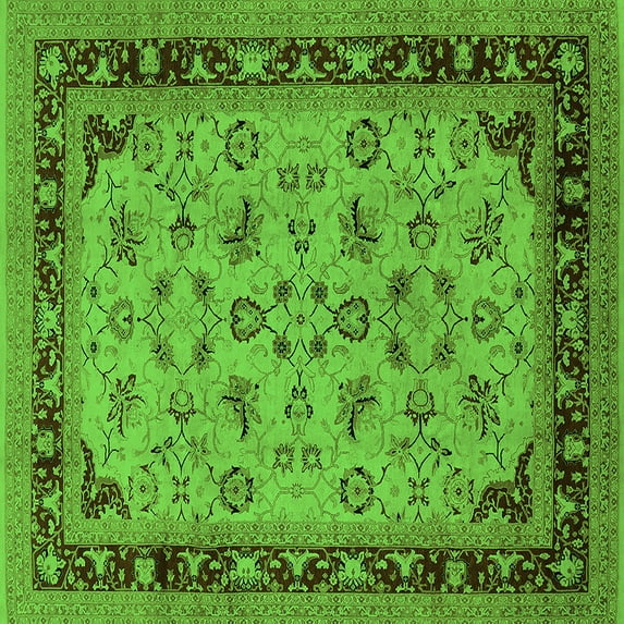 Ahgly Company Indoor Square Oriental Green Traditional Area Rugs, 4' Square