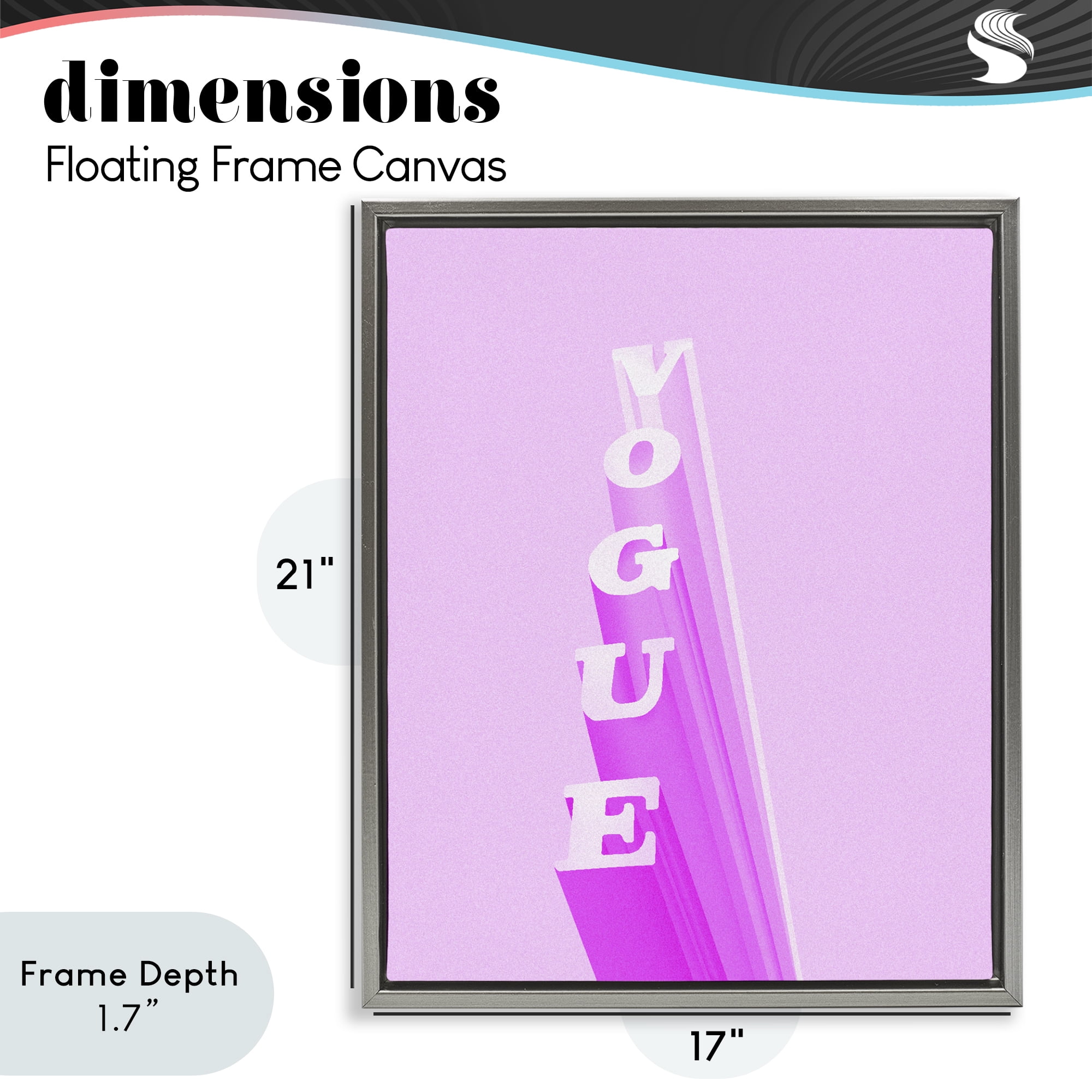 Stupell Industries Pink Vertical Glam Lettering Gray Framed Floater Canvas Wall Art, design by Ziwei Li