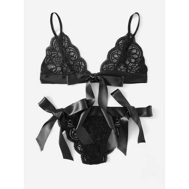 Lencería sexy de estilo europeo y americano, ropa interior sexy de mujer con lazo grande de tres puntos y abertura