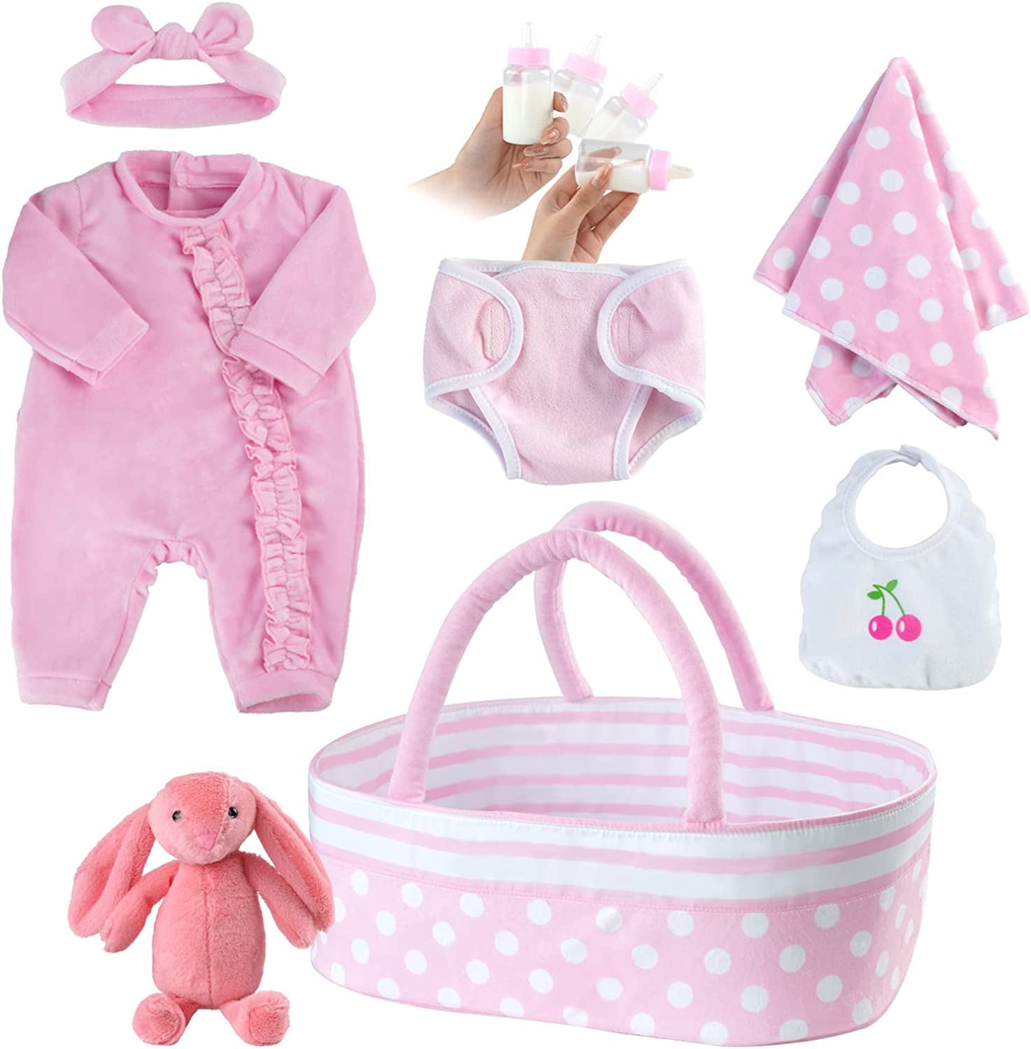 Pink Baby Doll Clothes 4pcs Set Outfit Accessories for 20-22 Inch Newb –  Pinky Reborn