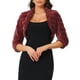 thumbnail image 1 of Chaqueta Bolero para Mujeres para Vestidos de Noche Boda Abierta Frontal Corto Esponjoso de Piel Sintética L Burdeos, 1 of 6