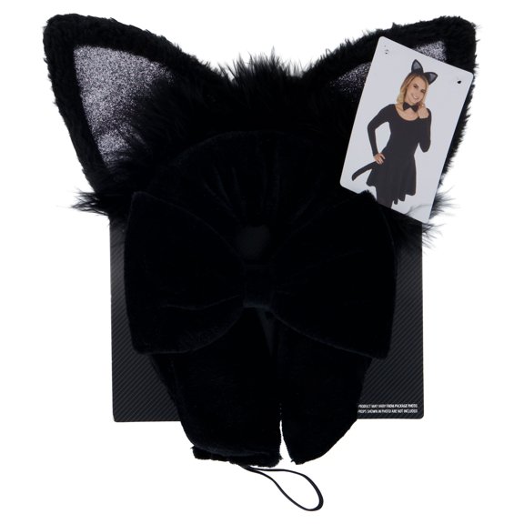 Cat Costume Accessory Kit for Adults, Black, 3 Pieces, Halloween by Way To Celebrate