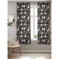 thumbnail image 2 of Black White Floral Curtains 63 Inch Length, Sheer Curtains for Bedroom Living Room Window Farmhouse Vintage Botanical Leaves Rod Pocket Drapes Kitchen Curtains Small Half Window 42"x63" 2 Panels, 2 of 6