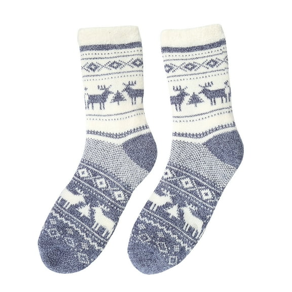 Heat Logic Women'S Ladies Double Layer Jacquard Boot Socks 2 Pair Pack-Blue