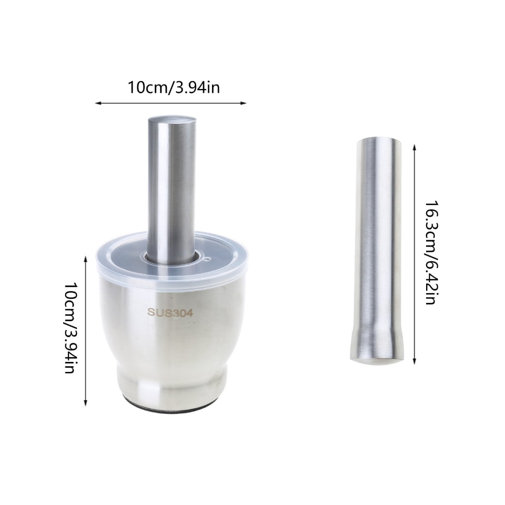 304Stainless Steel Garlic Grinder Salt and Pestle Pedestals Bowl Garlic Press Spices Grinder 304Stainless Steel